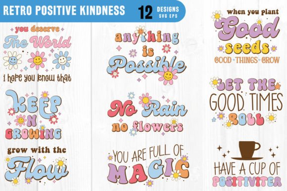 Retro Positive Kindness Quote SVG Bundle Review for Real Projects